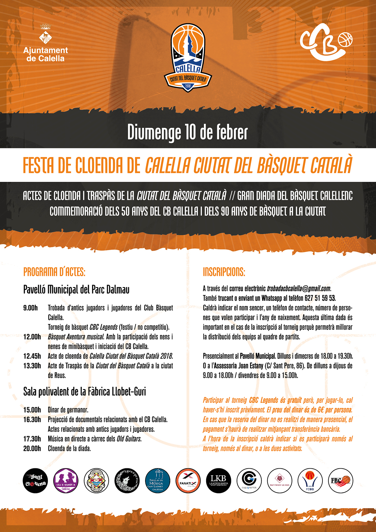CB Calella - Cartell de cloenda de la "Ciutat del Bàsquet Català". Disseny: Sergi Cugat