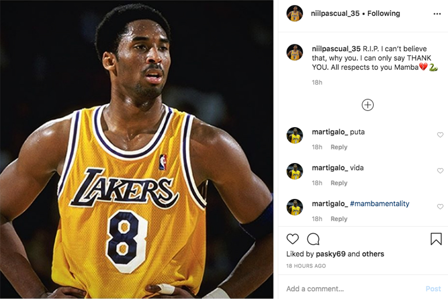 CB Calella - Kobe Bryant a l'Instagram d'alguns jugadors del club